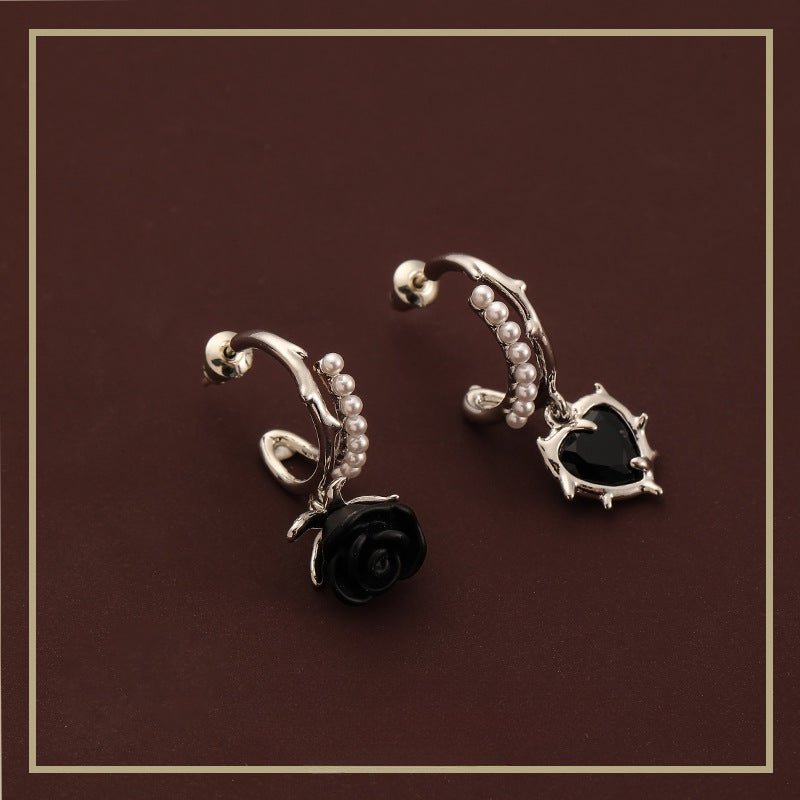 High - end retro heart flower pearl earrings - jewelry - weilin.com