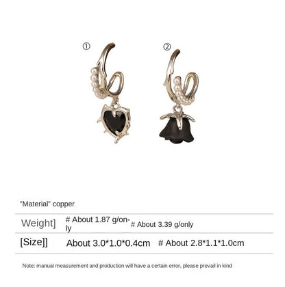 High - end retro heart flower pearl earrings - jewelry - weilin.com