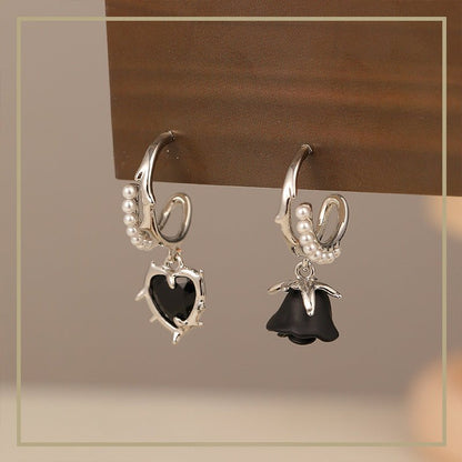 High - end retro heart flower pearl earrings - jewelry - weilin.com