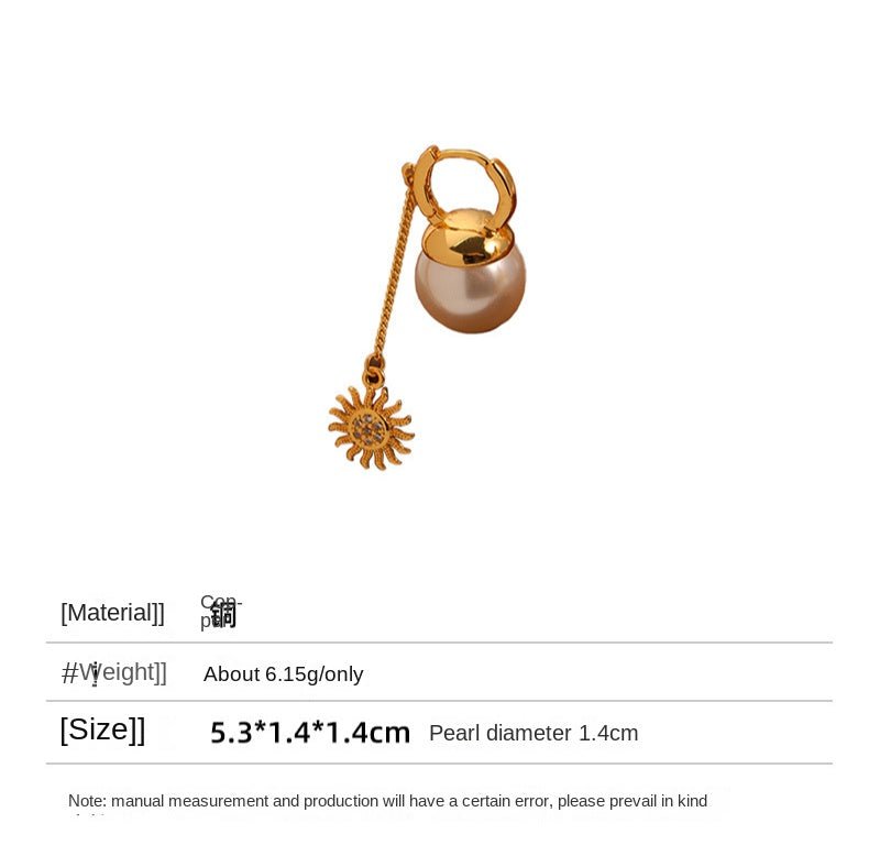 High - end sunflower pearl tassel retro earrings - jewelry - weilin.com