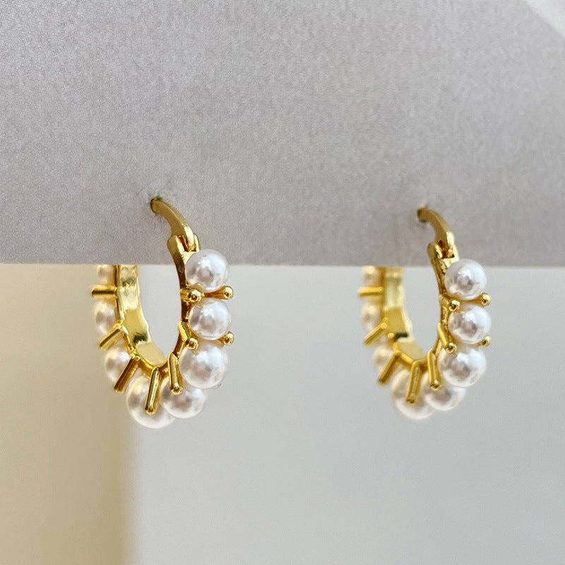 High - end white pearl earrings - jewelry - weilin.com