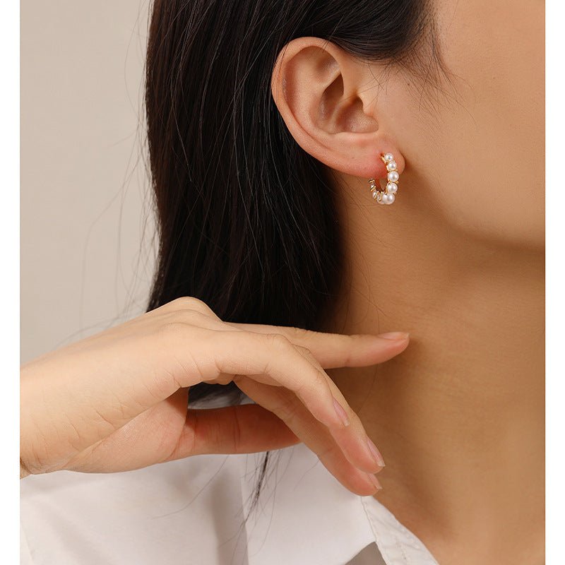 High - end white pearl earrings - jewelry - weilin.com