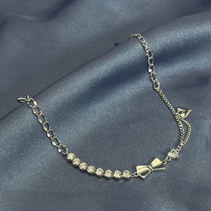 High - end zircon bow sterling silver bracelet - jewelry - weilin.com