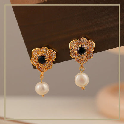 High Fashion Camellia Freshwater Pearl Earrings - jewelry - weilin.com