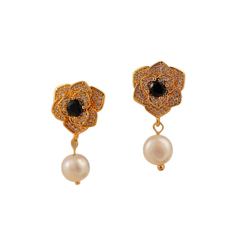 High Fashion Camellia Freshwater Pearl Earrings - jewelry - weilin.com