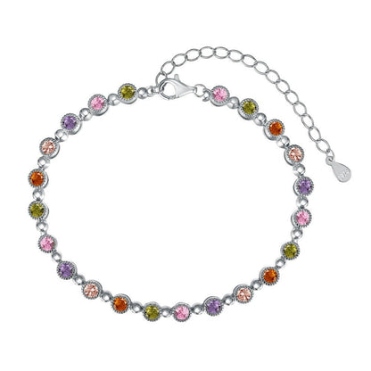High - grade colorful zircon round bead chain tennis bracelet - jewelry - weilin.com