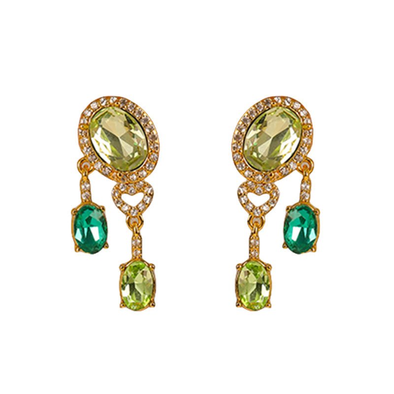 High - grade exquisite green zircon heart earrings - jewelry - weilin.com