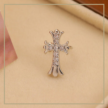 High - grade zircon cross ear bone clip earrings for non - pierced ears - jewelry - weilin.com