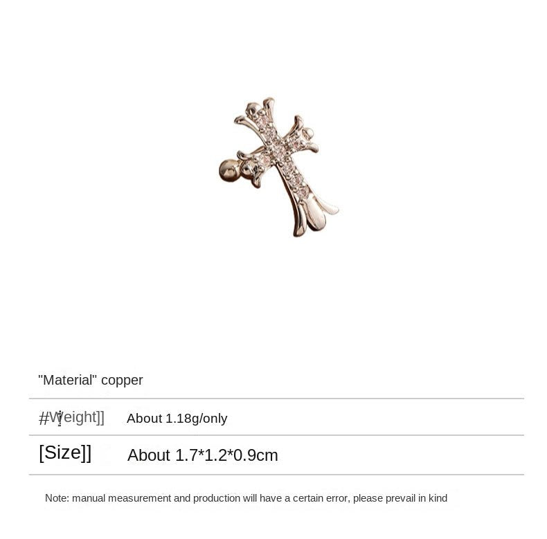 High - grade zircon cross ear bone clip earrings for non - pierced ears - jewelry - weilin.com