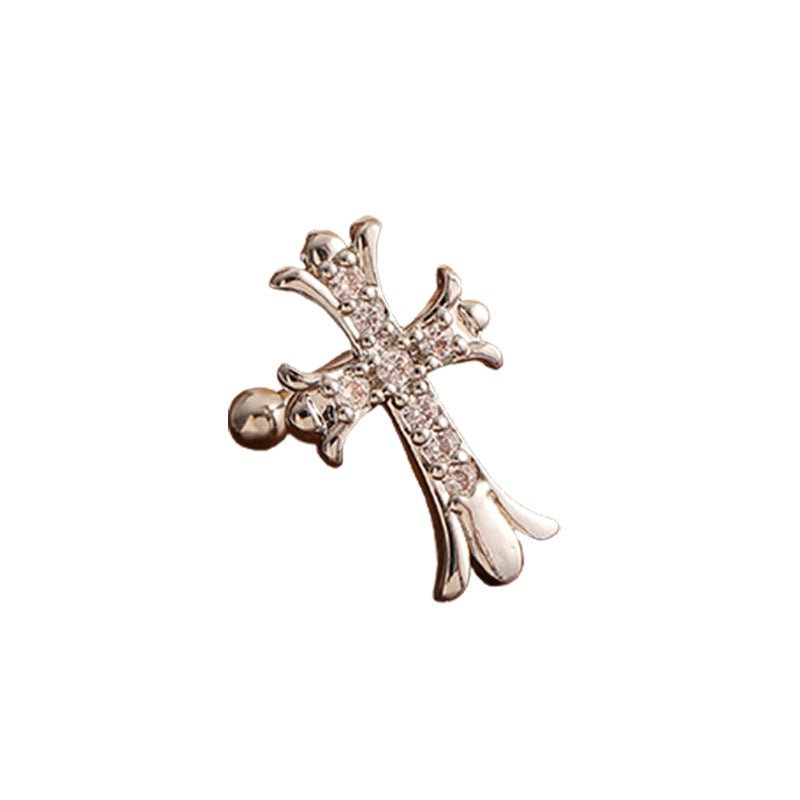 High - grade zircon cross ear bone clip earrings for non - pierced ears - jewelry - weilin.com