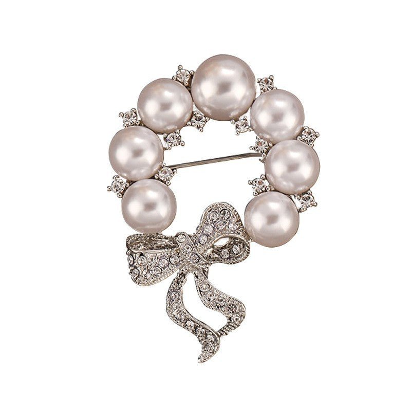 High - grade zircon pearl butterfly brooch simple niche clothing women's accessories - jewelry - weilin.com