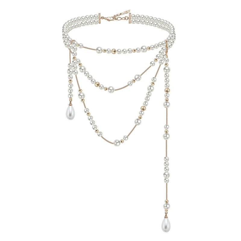 Highlight round pearl long pendant chain - jewelry - weilin.com