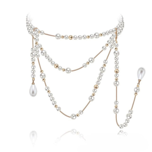 Highlight round pearl long pendant chain - jewelry - weilin.com