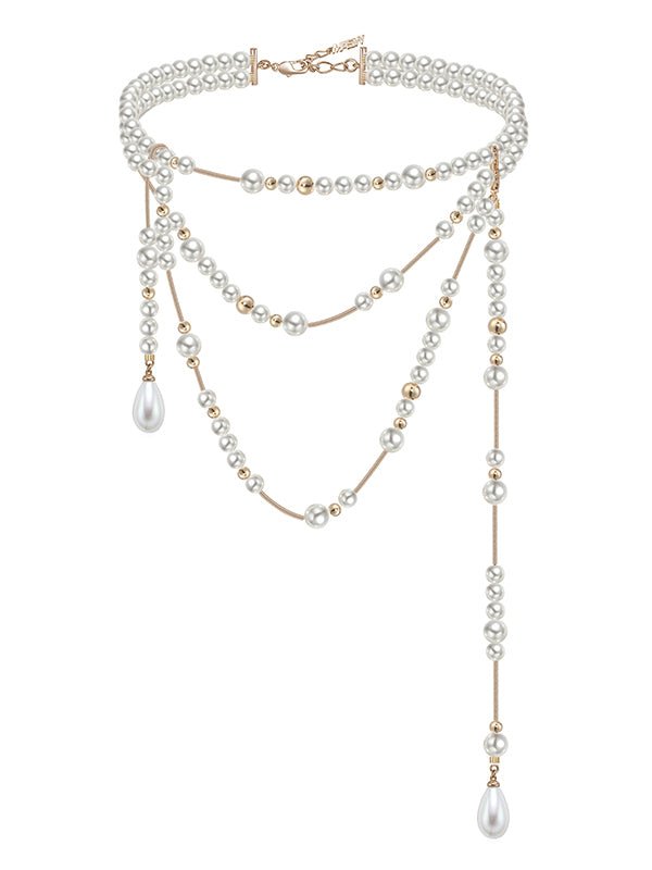 Highlight round pearl long pendant chain - jewelry - weilin.com