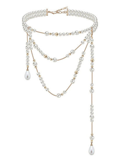 Highlight round pearl long pendant chain - jewelry - weilin.com