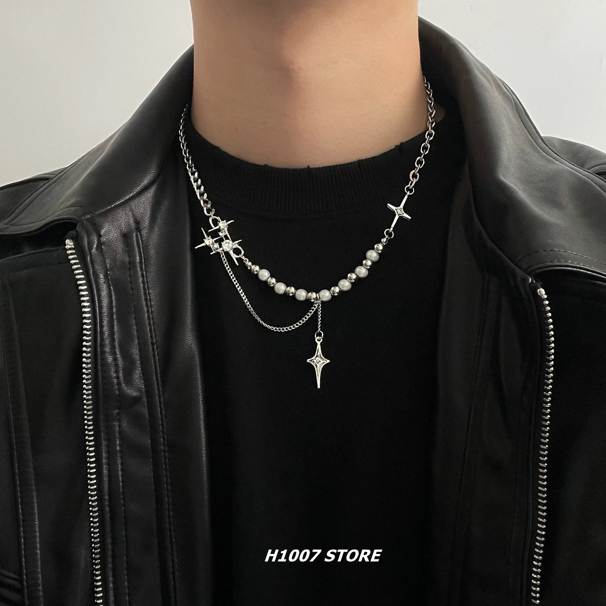Hip Hop Star Reflective Pearl Necklace - jewelry - weilin.com