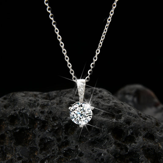 Internet celebrity fashion single zircon pendant necklace - jewelry - weilin.com