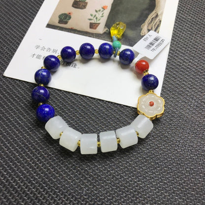 Lapis Lazuli and Hetian Jade Bracelet - jewelry - weilin.com