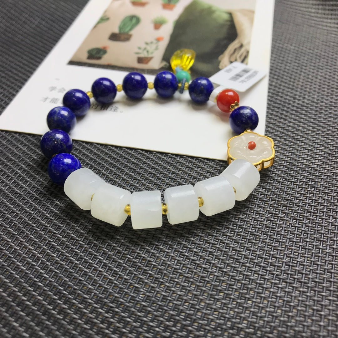 Lapis Lazuli and Hetian Jade Bracelet - jewelry - weilin.com