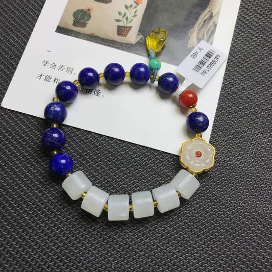 Lapis Lazuli and Hetian Jade Bracelet - jewelry - weilin.com