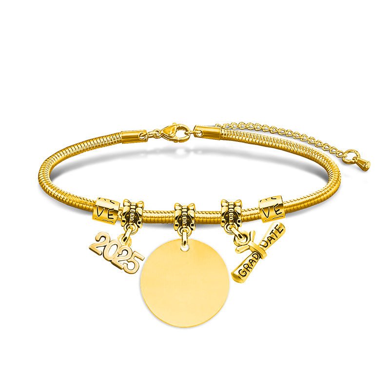 Laser Engraved Brand Pendant Bracelet - jewelry - weilin.com