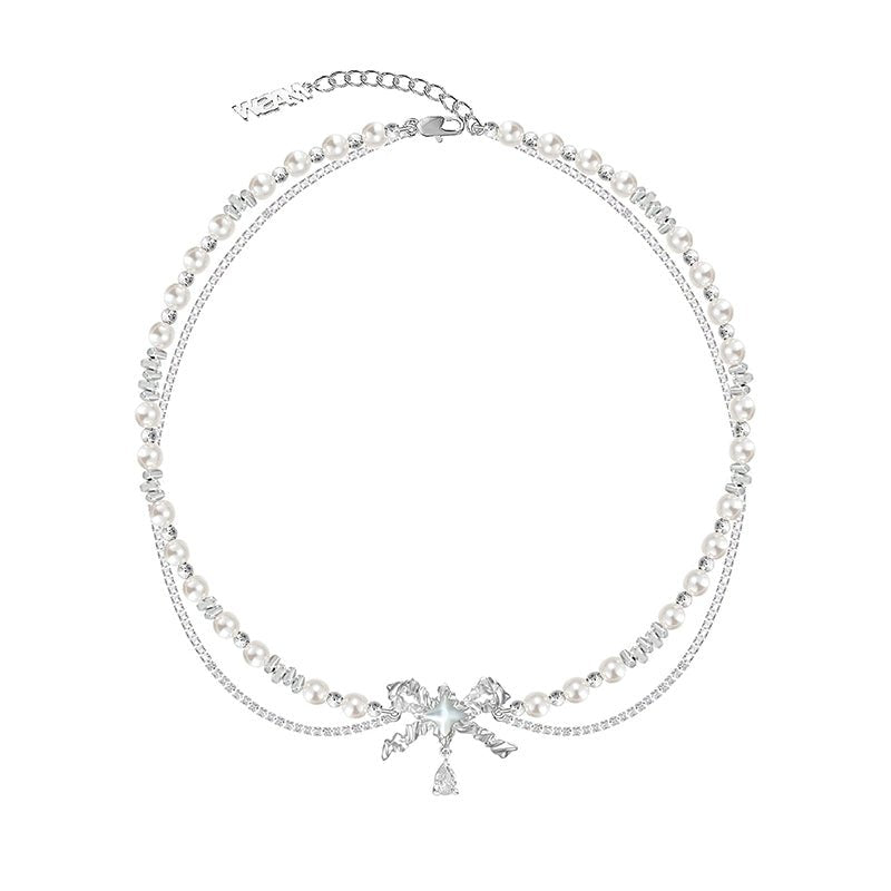 Layered pearl necklace with star pendant - jewelry - weilin.com