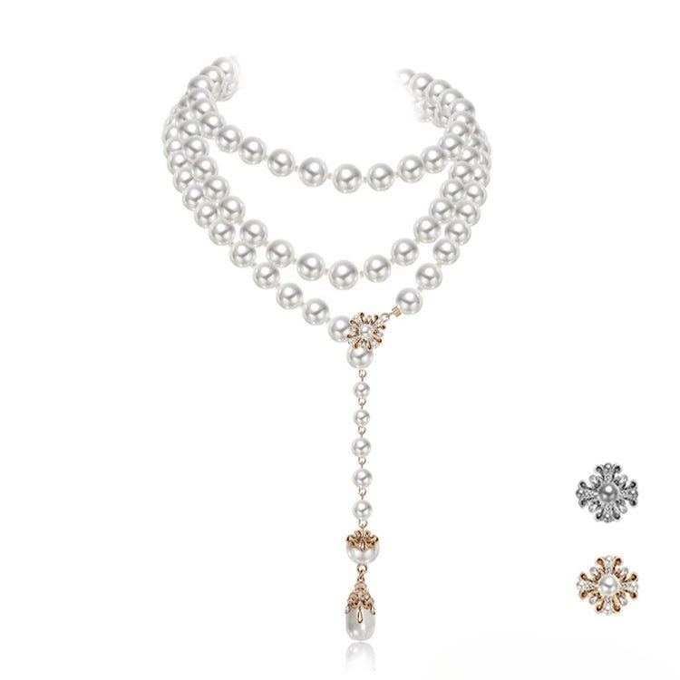 Long pearl necklace with multiple layers - jewelry - weilin.com