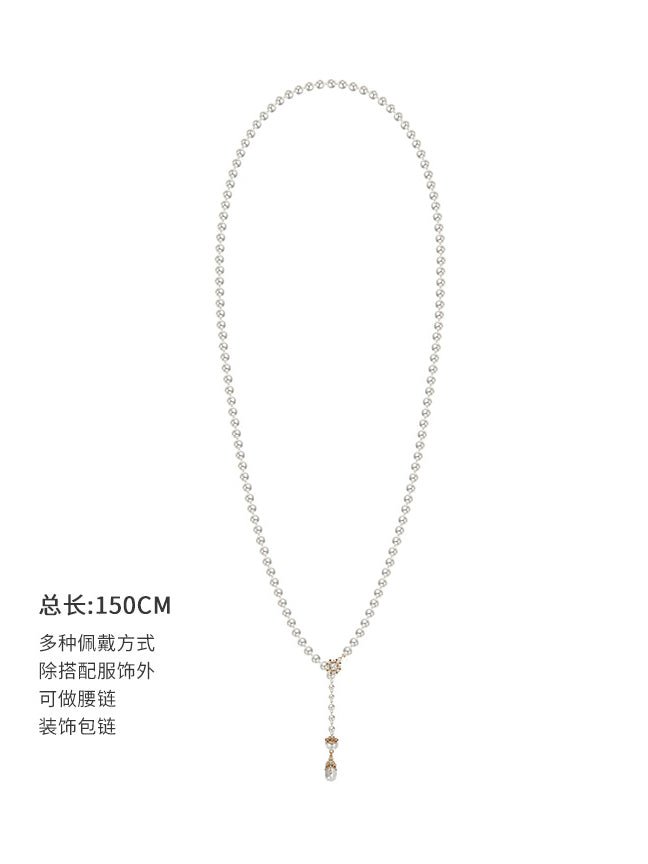 Long pearl necklace with multiple layers - jewelry - weilin.com