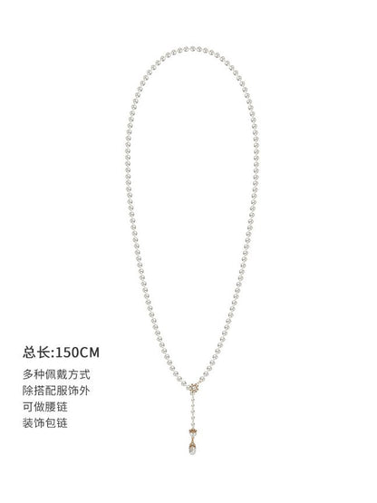 Long pearl necklace with multiple layers - jewelry - weilin.com