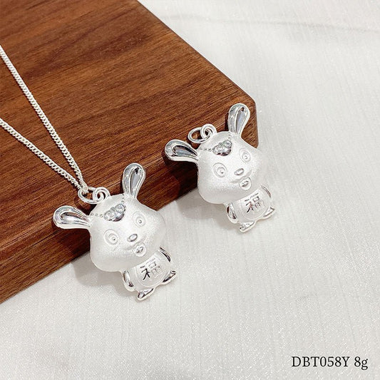 Lucky rabbit sterling silver pendant - jewelry - weilin.com