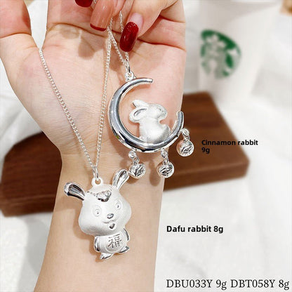 Lucky rabbit sterling silver pendant - jewelry - weilin.com