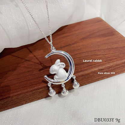 Lucky rabbit sterling silver pendant - jewelry - weilin.com