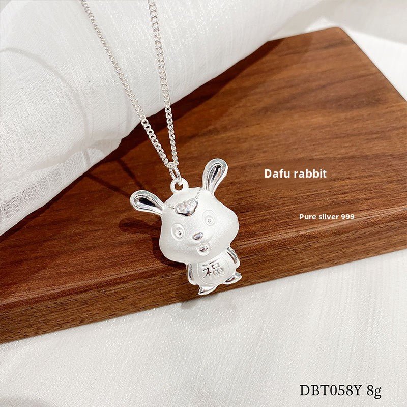 Lucky rabbit sterling silver pendant - jewelry - weilin.com