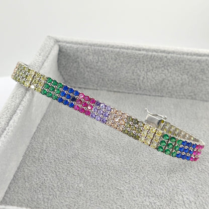 Lucky Rainbow Sparkling Zirconia Multi - Row Bracelet - jewelry - weilin.com