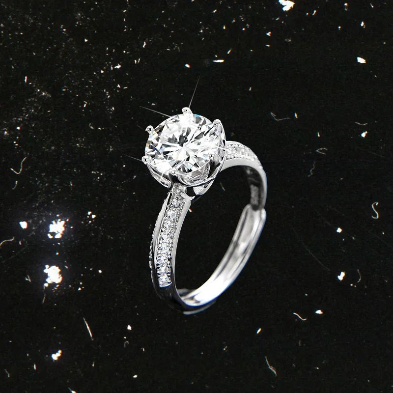 Luxury and noble round single grain zircon ring - jewelry - weilin.com