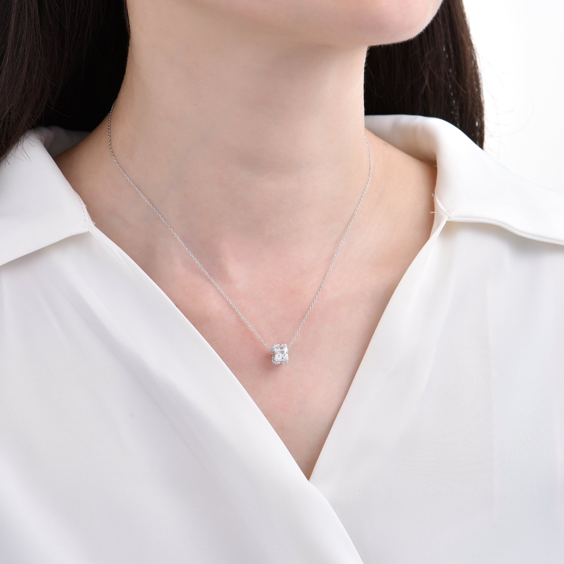 Luxury and Noble Square Zirconia Pendant Necklace - jewelry - weilin.com