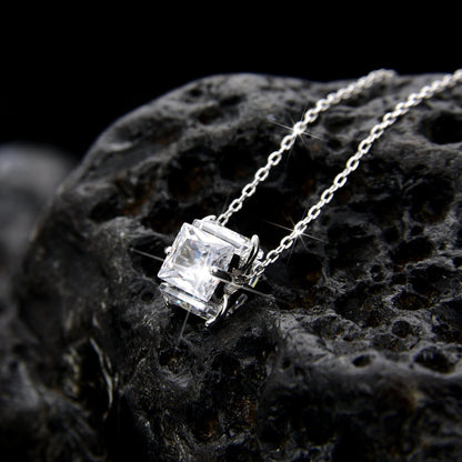 Luxury and Noble Square Zirconia Pendant Necklace - jewelry - weilin.com