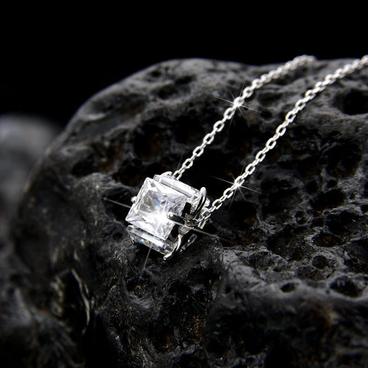Luxury and Noble Square Zirconia Pendant Necklace - jewelry - weilin.com