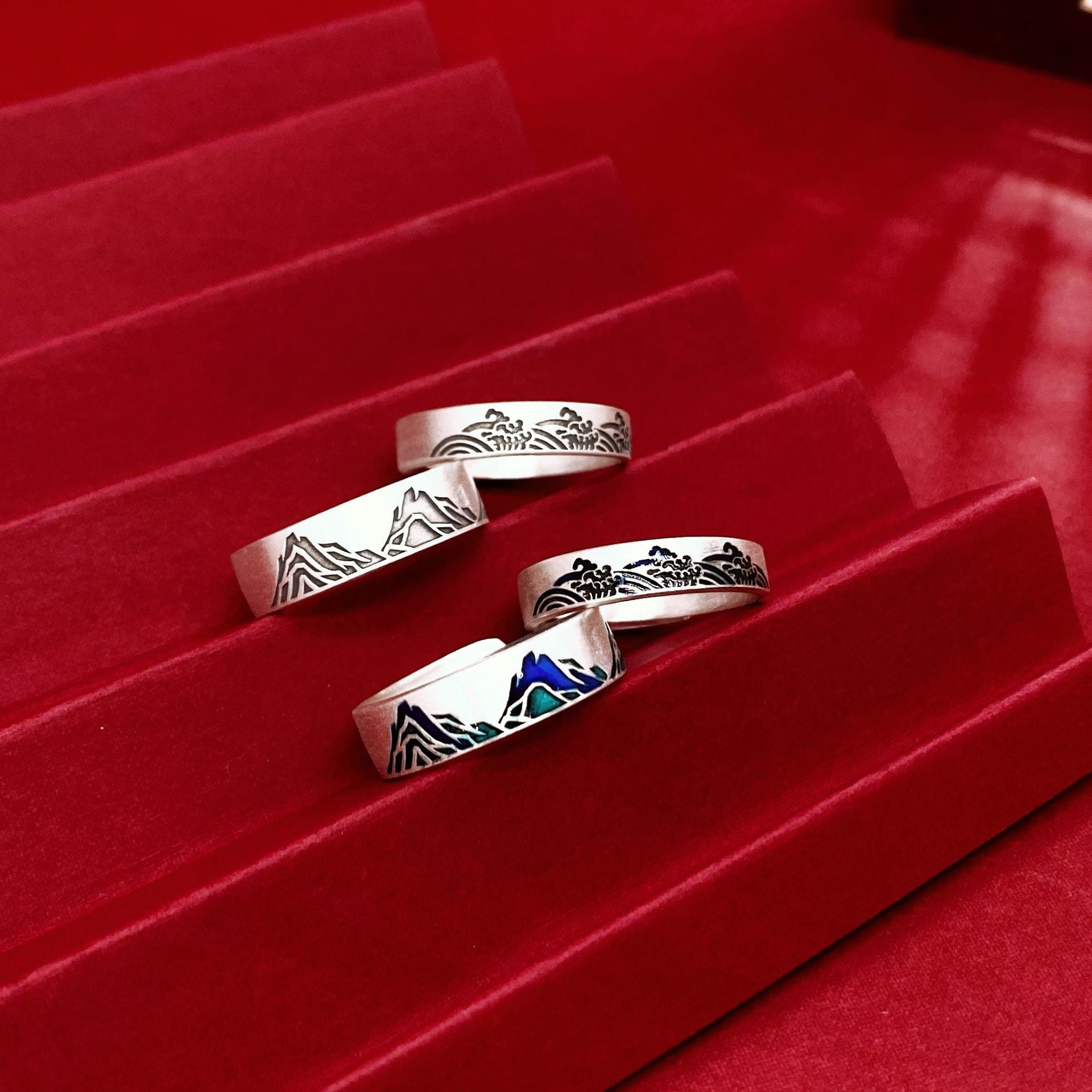 Luxury couple sterling silver ring - jewelry - weilin.com