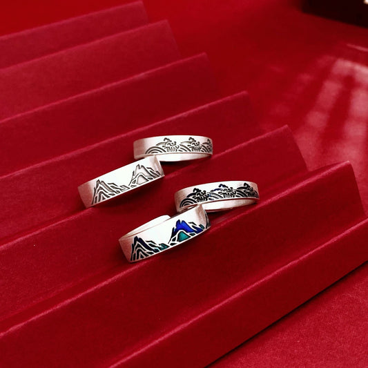 Luxury couple sterling silver ring - jewelry - weilin.com