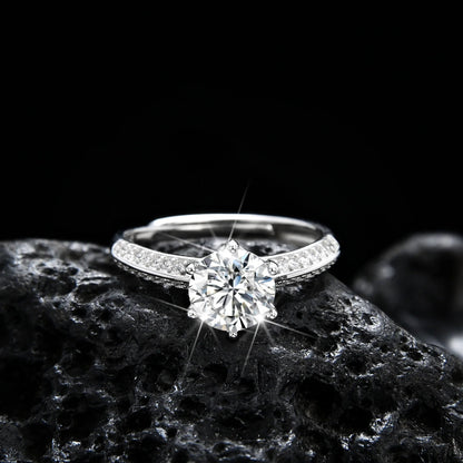 Luxury Half Wall Six Claw Zircon Ring - jewelry - weilin.com