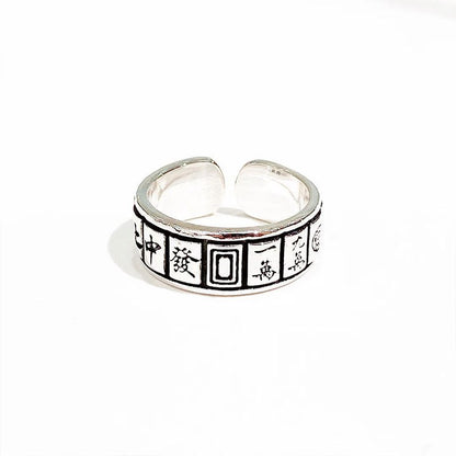 Mahjong open sterling silver ring - jewelry - weilin.com