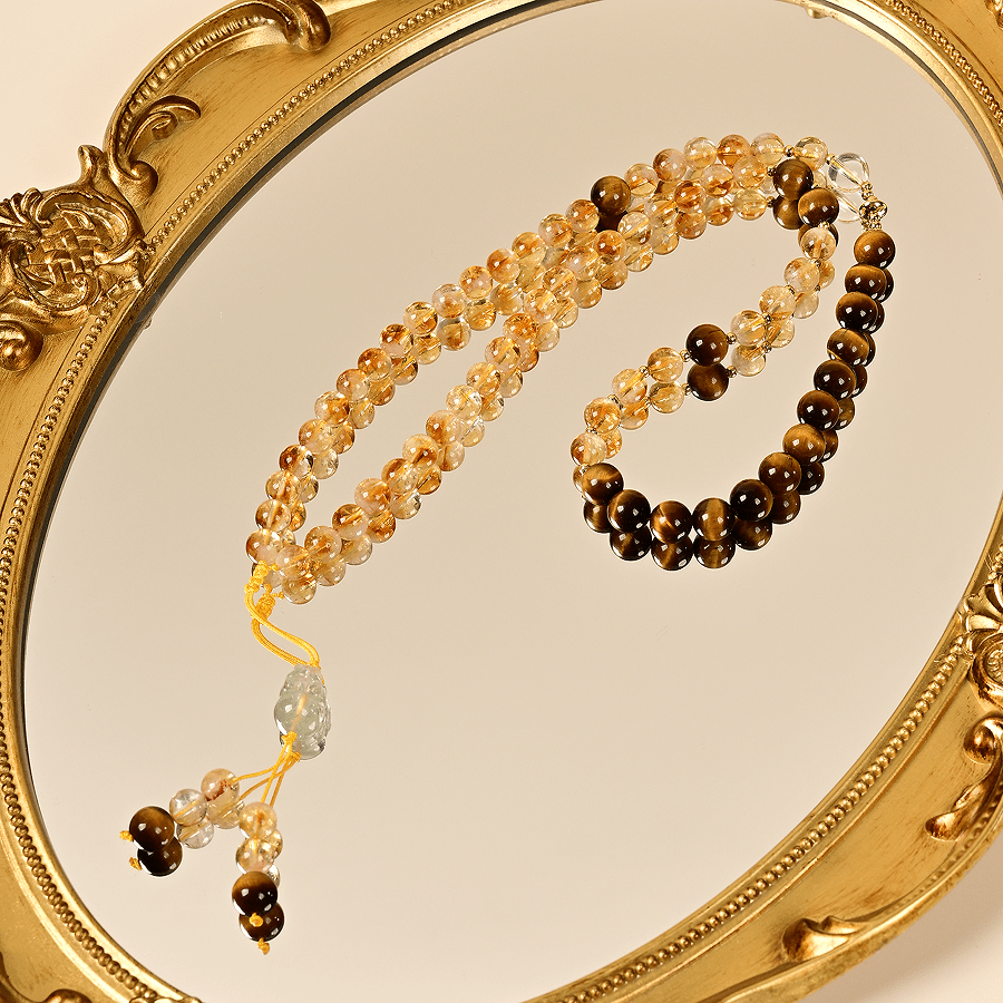 Make Money Every Day Yellow Tower Crystal Tiger Eye Stone Necklace - jewelry - weilin.com