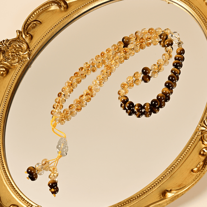 Make Money Every Day Yellow Tower Crystal Tiger Eye Stone Necklace - jewelry - weilin.com