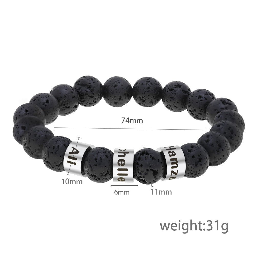 Men's engraved lava stone bead bracelet - jewelry - weilin.com