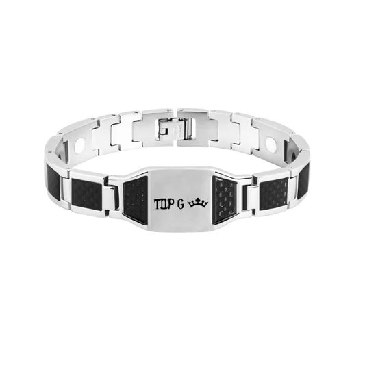 Men's engraved leather strap bracelet - jewelry - weilin.com