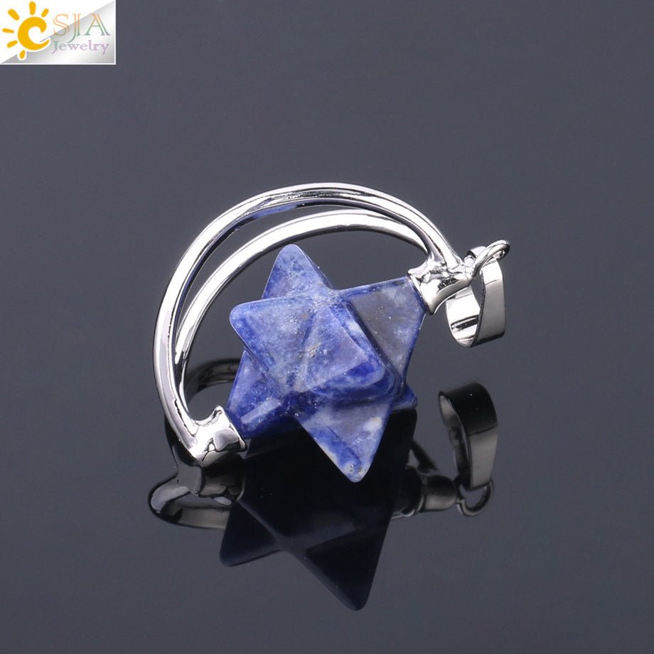 Merkaba six - pointed star pendant necklace - jewelry - weilin.com