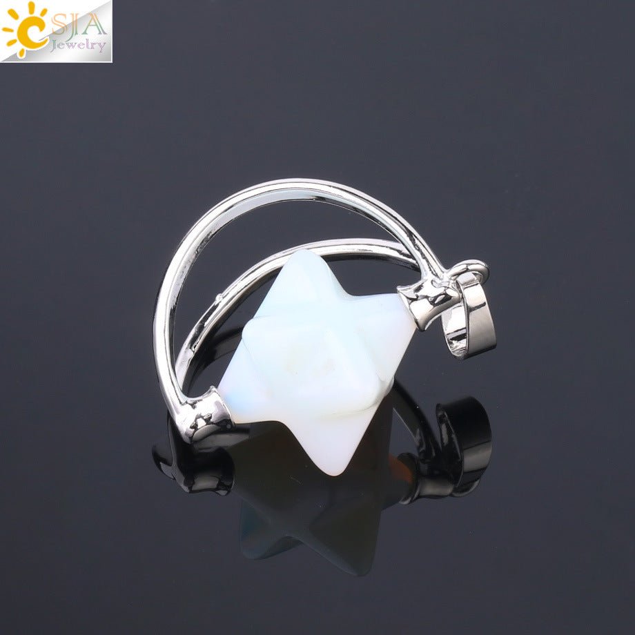 Merkaba six - pointed star pendant necklace - jewelry - weilin.com
