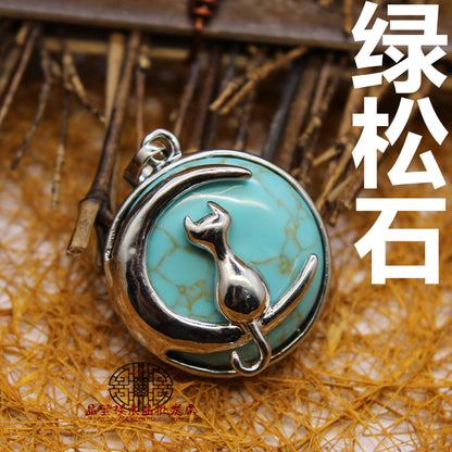 Moon Cat Pendant - jewelry - weilin.com