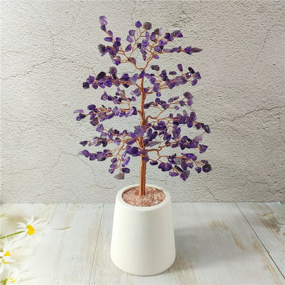 Natural crystal fortune tree light luxury ornaments crafts - jewelry - weilin.com